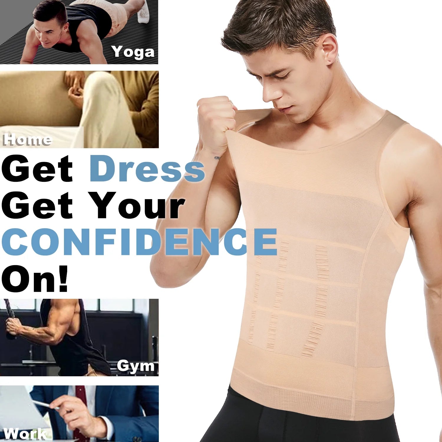 Mens Gynecomastia Compression Shirts Slimming Undershirt Body Shaper Tank Top Vest Abs Waist Trainer