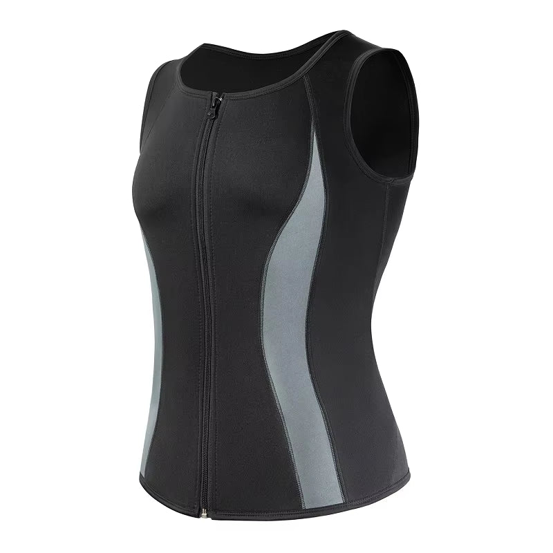 Men Slimming Body Shaper Zipper Black Chest Compression Shirt Gynecomastia Moobs Undershirt Workout Waist Trainer Sweat Vest