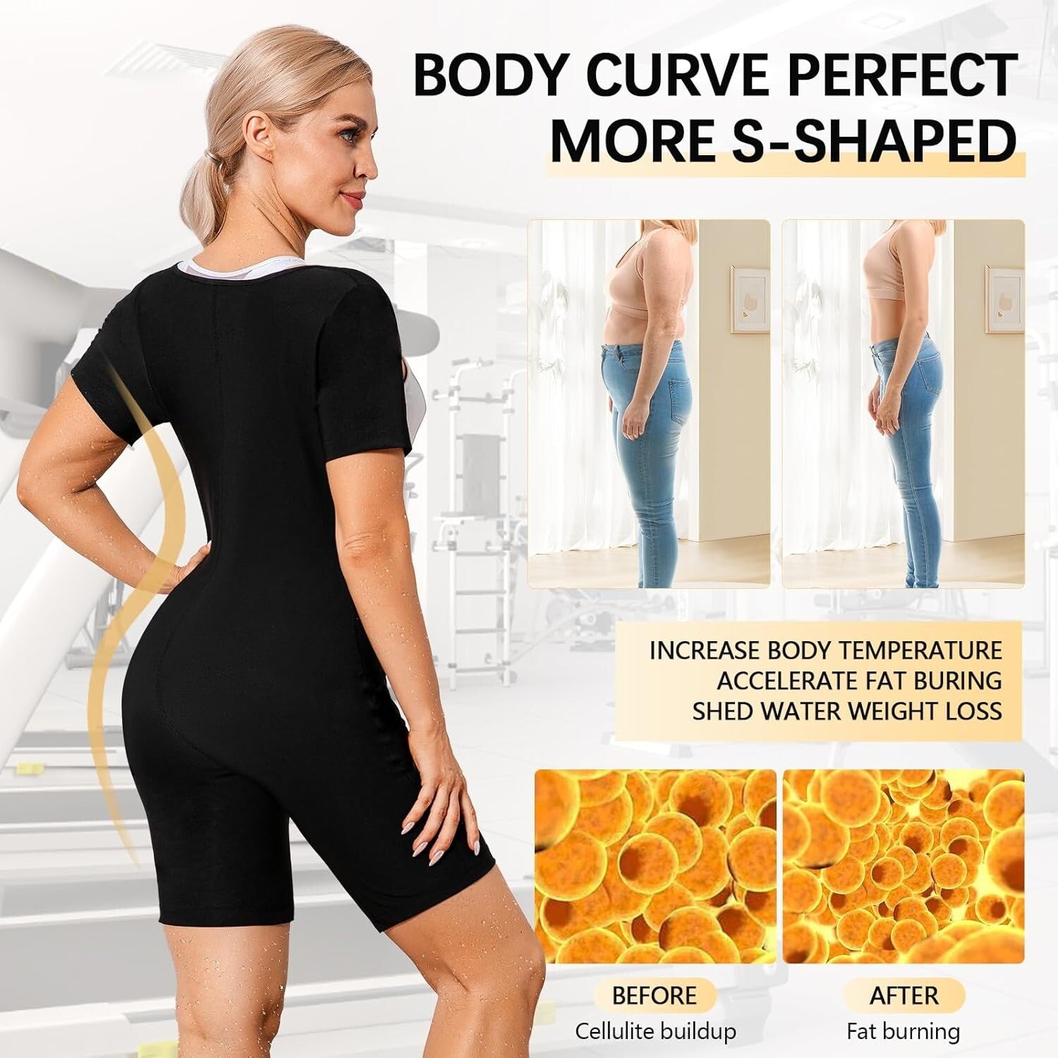 Women Sauna Suit Sweat Vest Waist Trainer Fat Burn Full Body Shaper Workout Tops