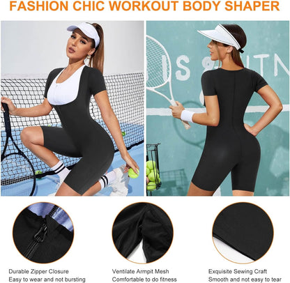 Women Sauna Suit Sweat Vest Waist Trainer Fat Burn Full Body Shaper Workout Tops
