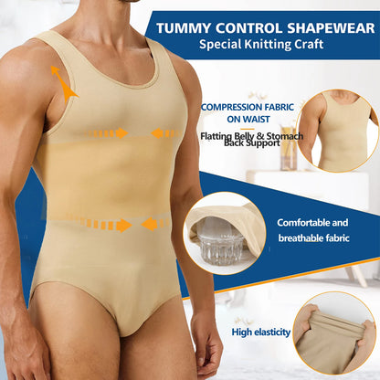 Mens Sleeveless Full Body Shaper Tummy Control Bodysuit Waist Trainer Slimming Compression Shapewear Underwear Undershirts 2024