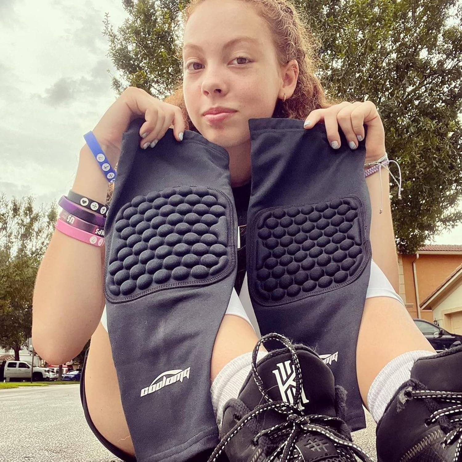 Basketball Knee Pads Youth Kids Adult Football Protective Padded Knee Compression Sleeves Black M