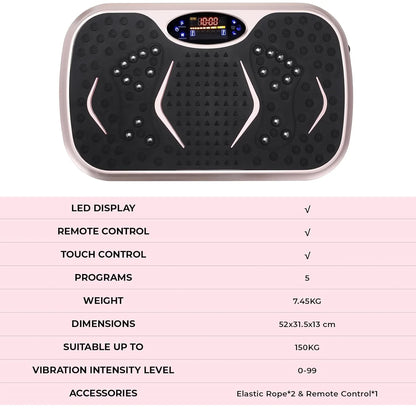 Vibration Plate,Fitness Vibration Board for Home,Full Body Exercise Machine,Fat Burning & Muscle Building,Body Shaper Trainer