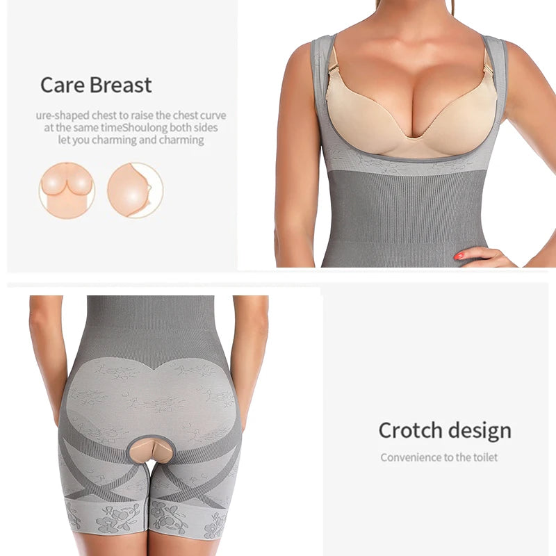 Shapewear Women Full Body Shaper Slimming Bodysuit Open Crotch Corset Waist Trainer Shaping Underwear Postpartum Recovery Sheath