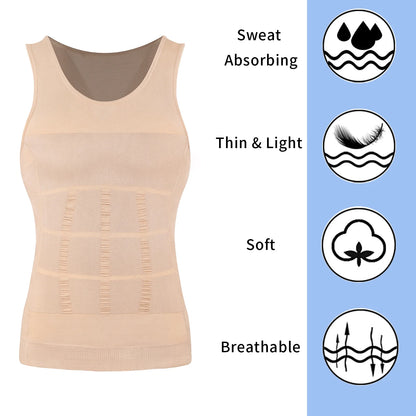 Mens Gynecomastia Compression Shirts Slimming Undershirt Body Shaper Tank Top Vest Abs Waist Trainer