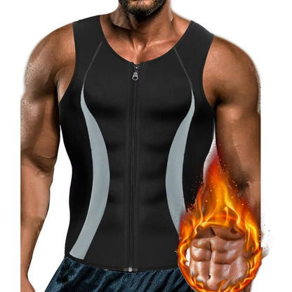 Men Slimming Body Shaper Zipper Black Chest Compression Shirt Gynecomastia Moobs Undershirt Workout Waist Trainer Sweat Vest