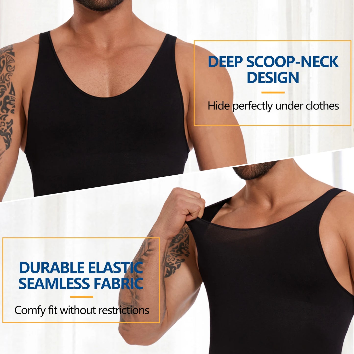 Mens Sleeveless Full Body Shaper Tummy Control Bodysuit Waist Trainer Slimming Compression Shapewear Underwear Undershirts 2024
