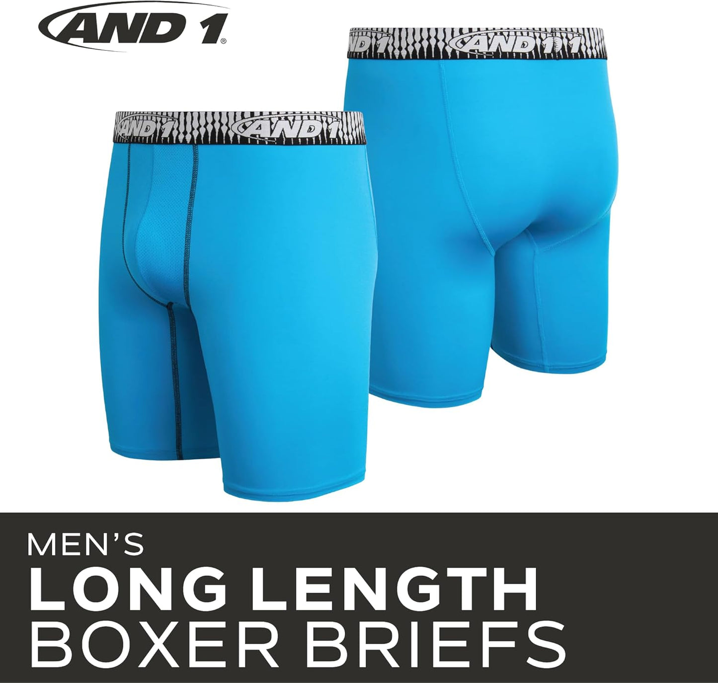 Mens Boxer Briefs - 5 Pack Performance Stretch Mens Underwear Long Leg Boxers for Men with Contour Pouch, 9" Inseam