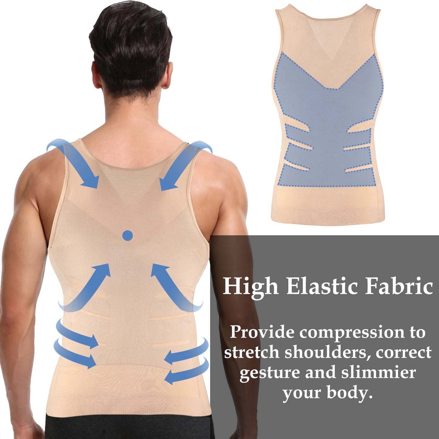 Mens Gynecomastia Compression Shirts Slimming Undershirt Body Shaper Tank Top Vest Abs Waist Trainer
