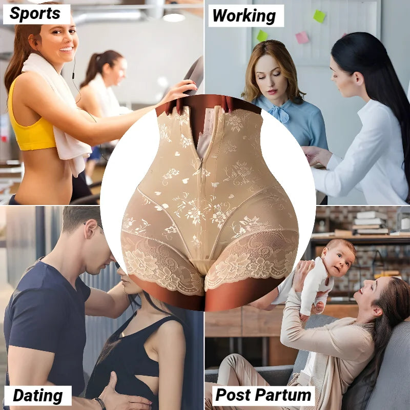 Women High Waist Trainer Body Zipper Shaper Panties Tummy Control Slimming Belly Shapewear Girdle Waist Trainer Shorts